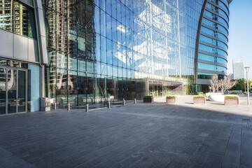 Modern Commercial Building Exterior with Reflective Glass