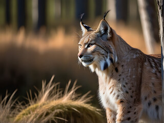 Fototapeta premium Lynx in Close-Up - Enigmatic Wild Cat Portrait for Design Projects