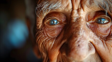 close-up portrait, emphasizing the lines and details