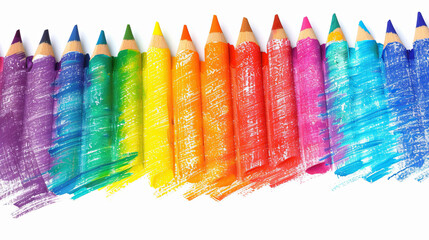 Hand drawn colorful crayon or colored pencil scribbles, isolated - obrazy, fototapety, plakaty