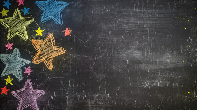 Hand drawn star doodles on a chalkboard