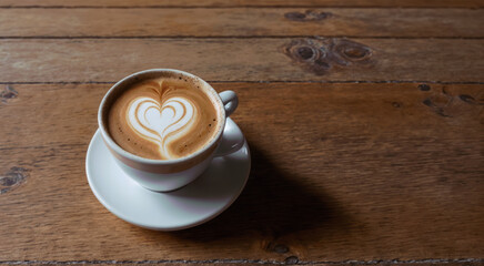 Coffee mug on wooden surface