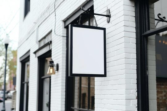 White empty outdoor business signage mock up to add company logo
