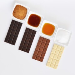Handmade Chocolate Bars on White Background