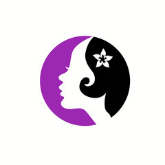 woman with a flower illustration logo vector