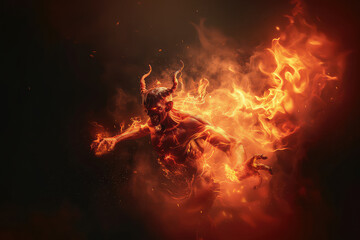3D illustration of Phoneix human, satan devil, Fire
