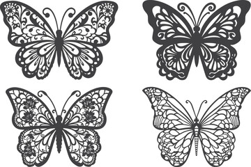 butterfly silhouette vector bundle