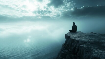 A contemplative moment of solitude, where introspection meets the vast expanse of inner thoughts and emotions
