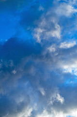 Aerial View of Blue Sky with Cumulus Clouds.