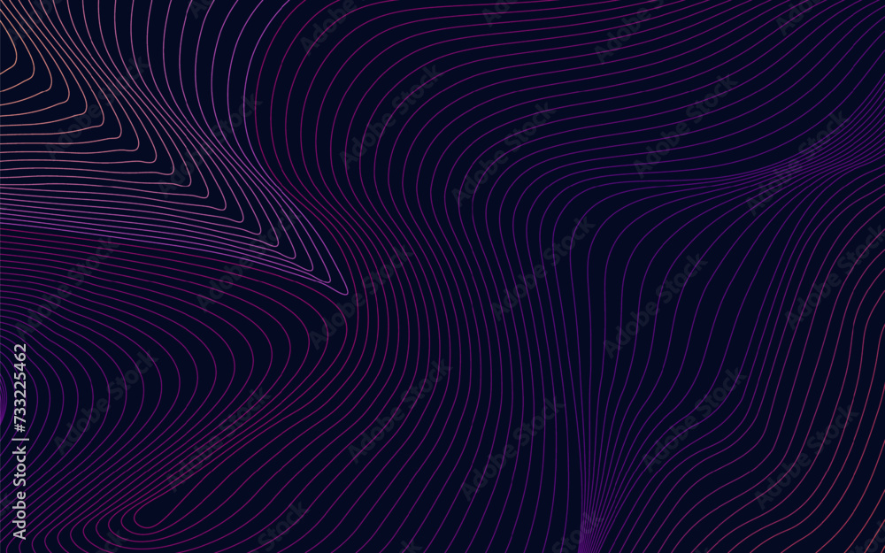 Aufkleber abstract technology with dynamic wavy lines background illustration in minimalist style