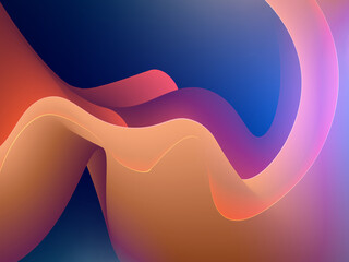 Abstract 3D wavy background with rainbow holograms. gradient fluid color design