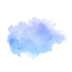 Abstract blue watercolor splashes on a white background. 