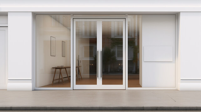 Front shop mockup clean white minimal art painting gallery