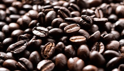 A pile of coffee beans in a close up shot