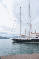 Fototapeta premium Many yachts moored off the coast of the Turkish city