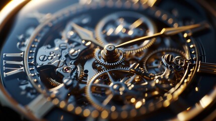 A macro shot of the gears inside a watch, showcasing the complexity behind time's simple facade.