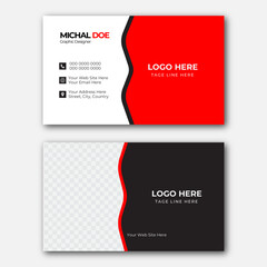 Modern and simple business card design. Double-sided creative business card vector design template. Vector illustration design. Horizontal layout, Print 