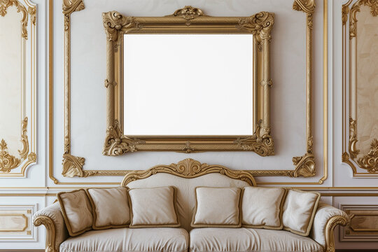 Blank picture frame mockup on wall with clipping path. wall art mockup concept