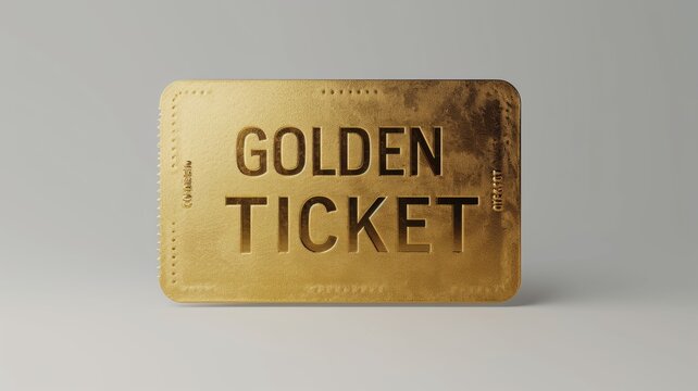 Golden ticket isolated on gray 