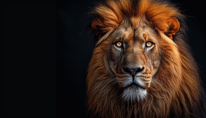 Colored lion head on a black background
