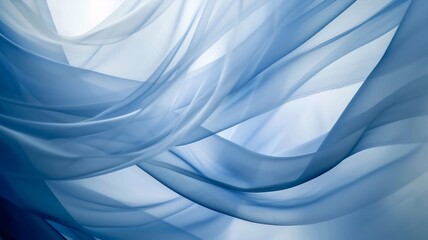 The luxury of blue fabric texture background.Closeup of rippled blue silk fabric