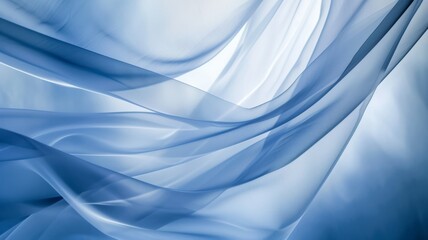 The luxury of blue fabric texture background.Closeup of rippled blue silk fabric