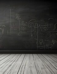 Blackboard or Chalkboard with chalk doodle, can put more text at a later.white and grey vintage seamless old concrete floor grunge background used as wallpaper and construction. Generative AI
