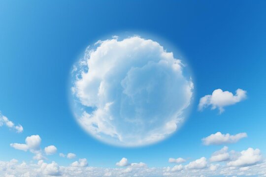 Seamless blue sky panorama with cirrus clouds in spherical format. Perfect for 3D graphics, gaming, aerial drone panoramas, and sky replacement. Generative AI