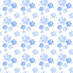 Blue flowers seamless pattern. Floral tile print.