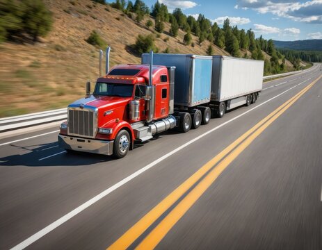 High-Speed Hauling: American-Style Truck's Blurred Triumph on the Freeway
