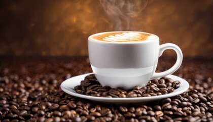 A white cup of coffee with a foamy top