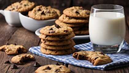 A glass of milk and a plate of cookies - Powered by Adobe