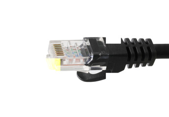 Network cables with molded RJ45 plug on transparent background (PNG File)