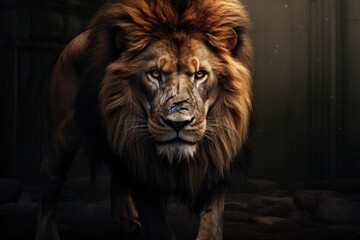 Fototapeta premium Image of a male lion. Ai generated