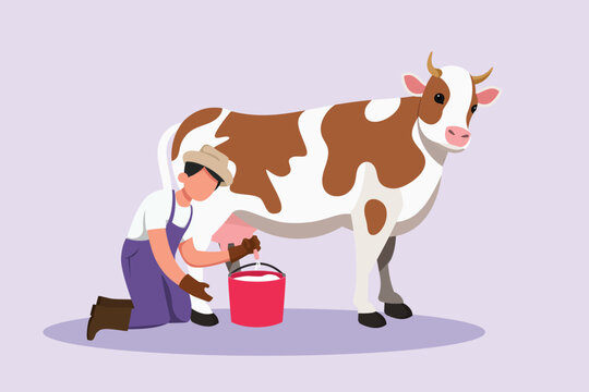 Farmer activity. Agricultural concept. Colored flat vector illustration isolated.