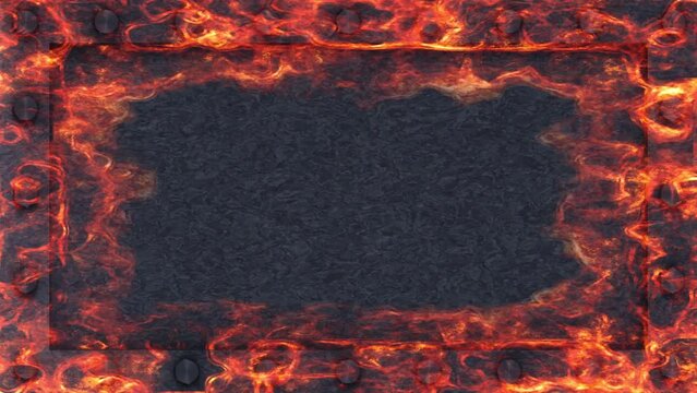 fire border flames frame heavy metal background burning motion very hot loop 3D render
