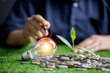 Financial business growth sustainable energy concept. Finance sustainable development. Investing in...