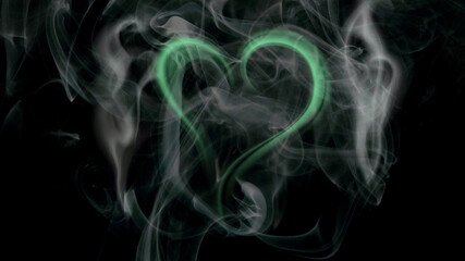 Soothing Light Green Heart Smoke Background Wallpaper with a Serene Touch