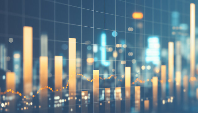 Dynamic Financial Growth Chart with Trend Lines and Bar Graphs
