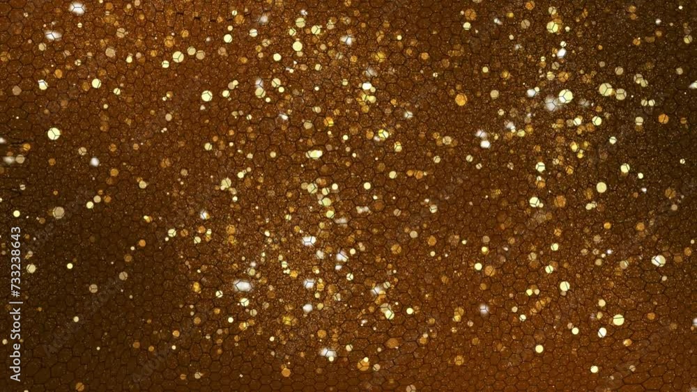 Poster orange color glitter sparkles hexagon pattern loop able background