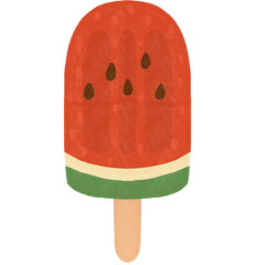 watermelon ice cream illustration on transparent background