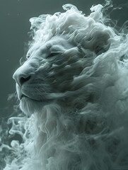 white tiger animal with amazing white smoke effect