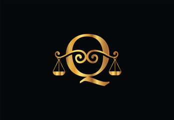 Low firm logo with latter Q vector template, Justice logo, Equality, judgement logo vector illustration