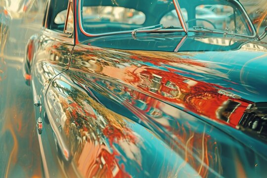 Fototapeta Vintage Car Window Reflections
