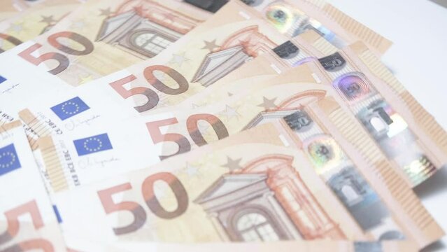 50 euro bills on white background