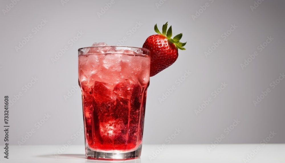 Wall mural A glass of pink lemonade with a strawberry