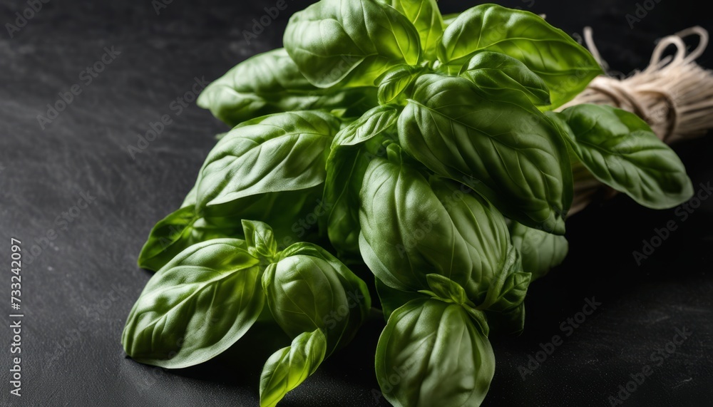 Canvas Prints A green basil plant with leaves