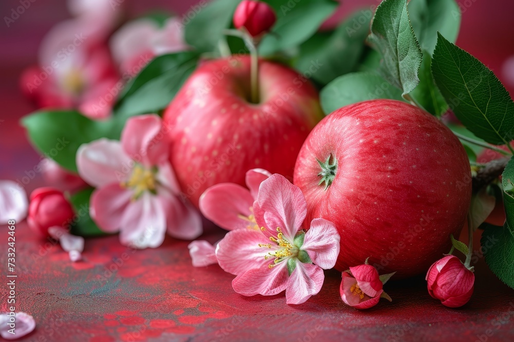 Poster A group of red apples are placed neatly on top of a table.