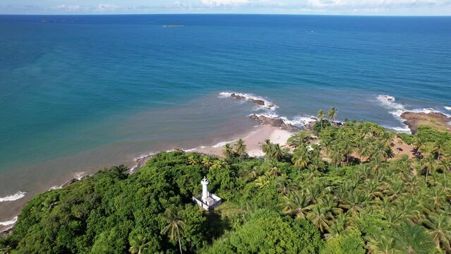 Aerial view of Ilheus, tourist town in Bahia. Historic city center with Catedral Sao Sebastiao.