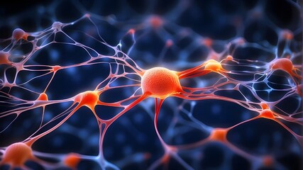 background from neural networks or nerve cells that are active in relation to one another. Nervous system and neurology.